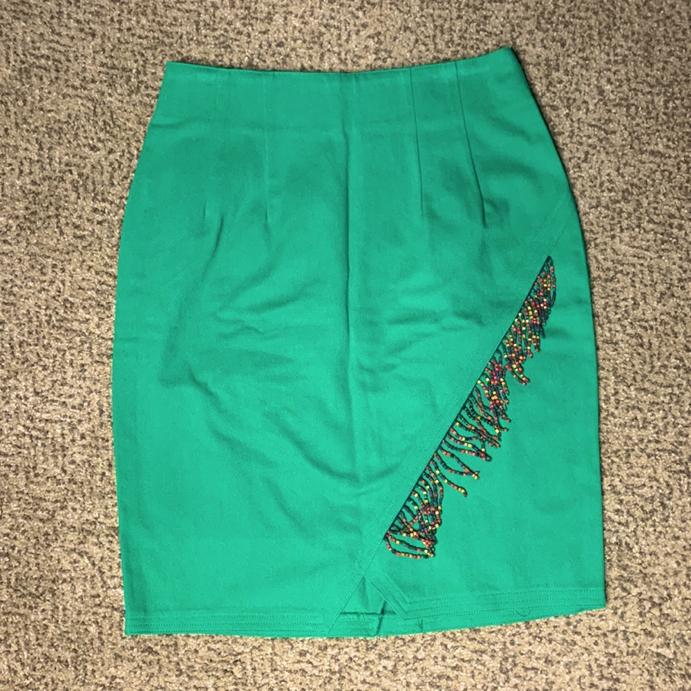 Vintage Beaded Skirt Green